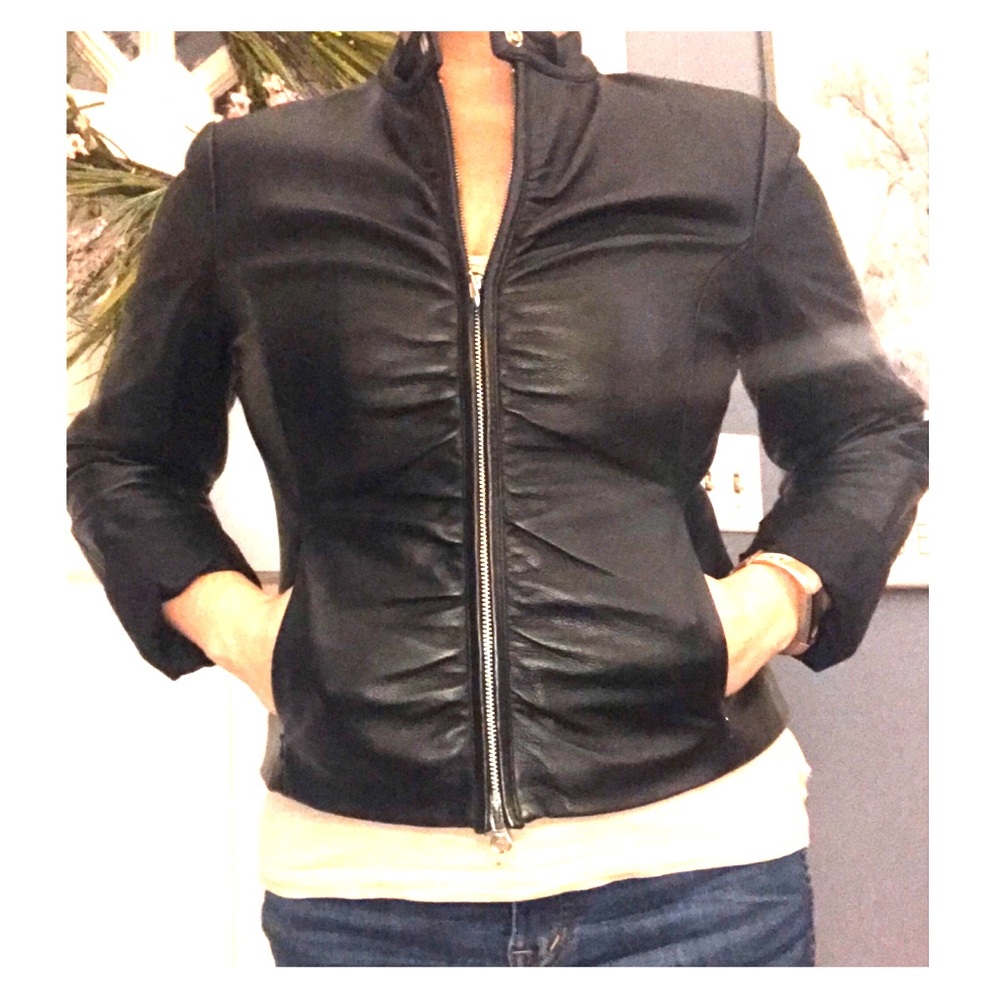 Vintage fitted leather moto jacket - Wilson’s